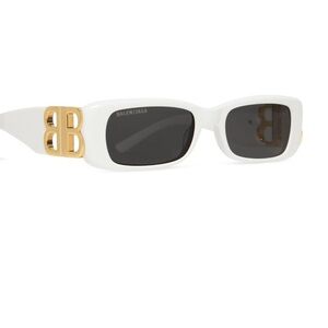 Balenciaga White and Gold Sunglasses